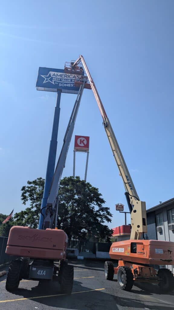 Hi Rise Sign Frame Abvi High Rise Sign Installation - Welcome to S&S Signs, Lighting ...